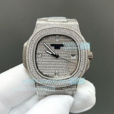 E7 Factory Luxury Clone Patek Philippe Nautilus Swiss 324 Iced Out Limited Edition Watch 
